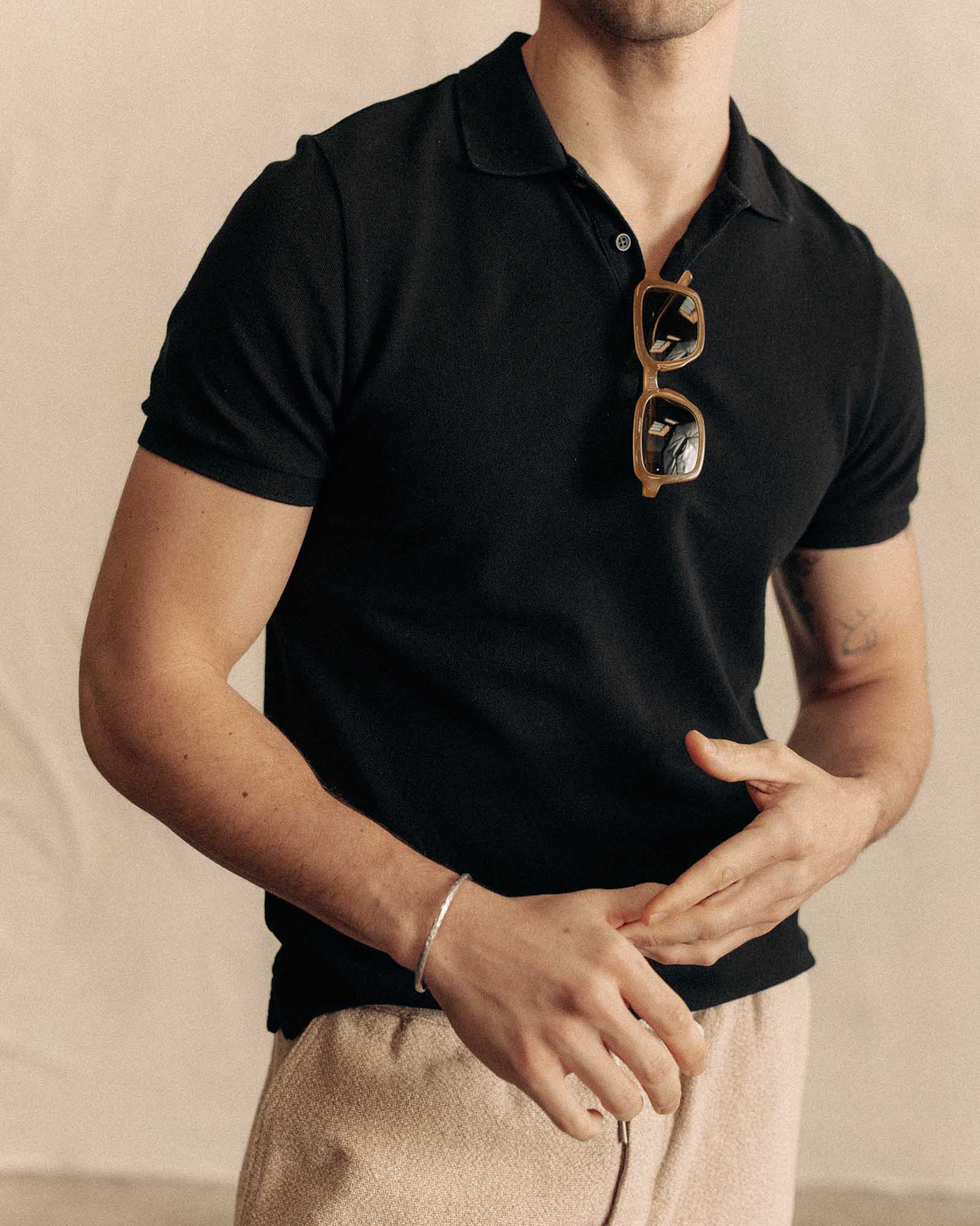 The Pacific Polo in Black Indigo Pique