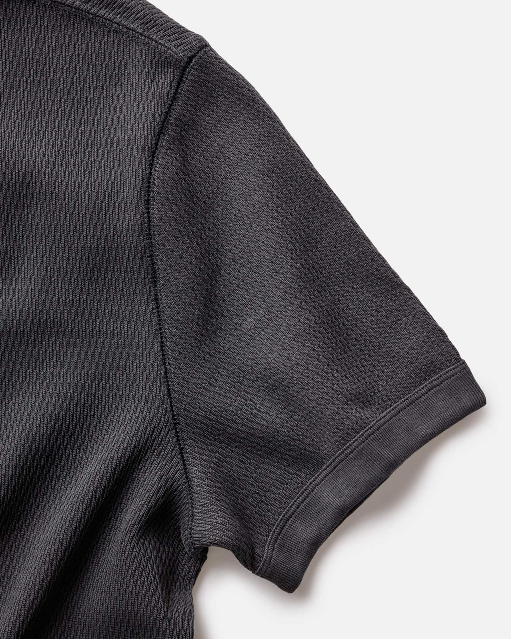 The Organic Cotton Short Sleeve Crew in Faded Black Waffle